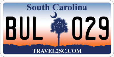 SC license plate BUL029