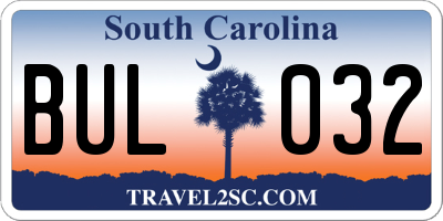 SC license plate BUL032