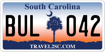 SC license plate BUL042