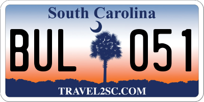 SC license plate BUL051