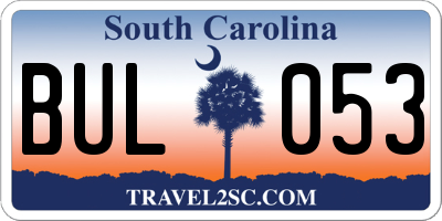 SC license plate BUL053