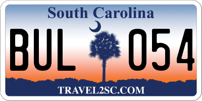 SC license plate BUL054