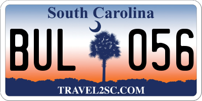 SC license plate BUL056