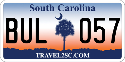 SC license plate BUL057