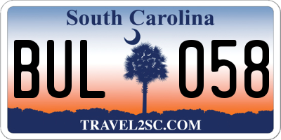 SC license plate BUL058
