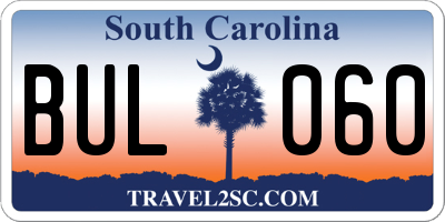 SC license plate BUL060