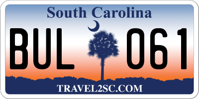 SC license plate BUL061