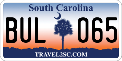 SC license plate BUL065