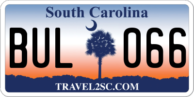 SC license plate BUL066
