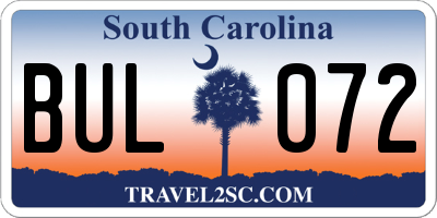 SC license plate BUL072
