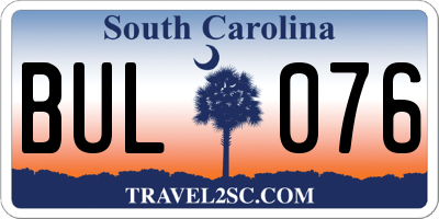 SC license plate BUL076