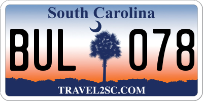 SC license plate BUL078