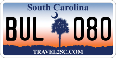 SC license plate BUL080