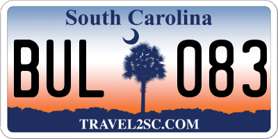 SC license plate BUL083