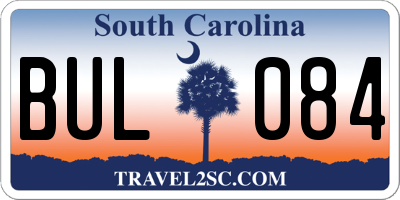 SC license plate BUL084