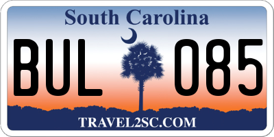 SC license plate BUL085