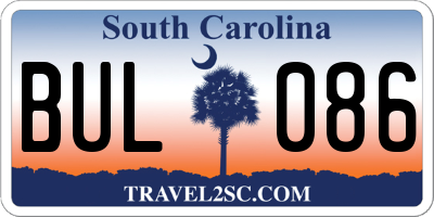 SC license plate BUL086