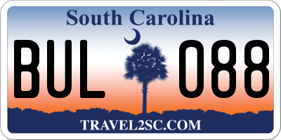SC license plate BUL088
