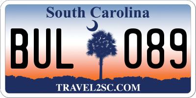 SC license plate BUL089