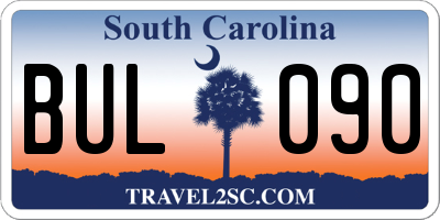 SC license plate BUL090
