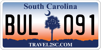 SC license plate BUL091