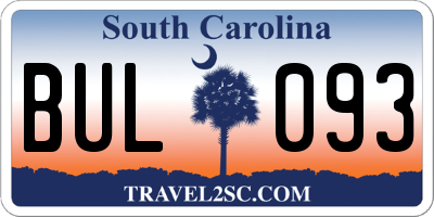 SC license plate BUL093