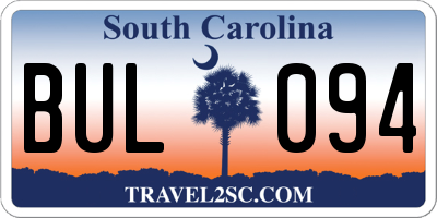 SC license plate BUL094