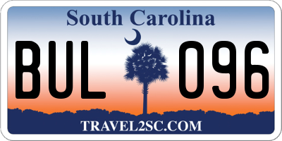 SC license plate BUL096