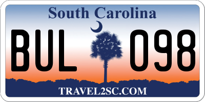 SC license plate BUL098