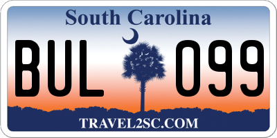 SC license plate BUL099