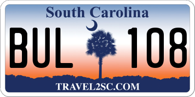 SC license plate BUL108