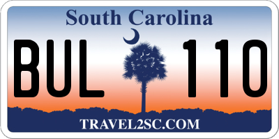 SC license plate BUL110