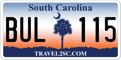 SC license plate BUL115