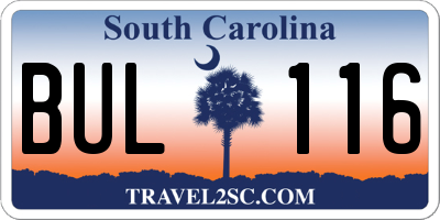 SC license plate BUL116