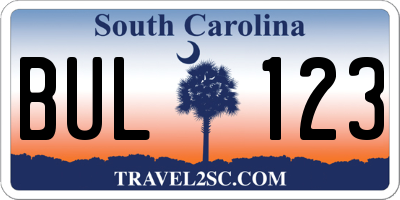 SC license plate BUL123