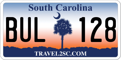 SC license plate BUL128