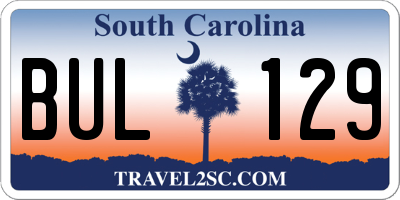 SC license plate BUL129