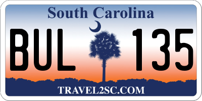 SC license plate BUL135
