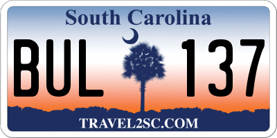 SC license plate BUL137