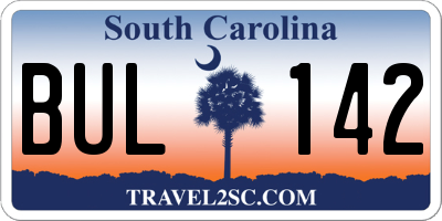 SC license plate BUL142