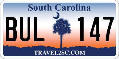 SC license plate BUL147
