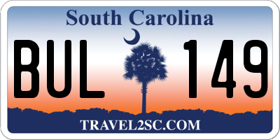 SC license plate BUL149
