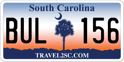 SC license plate BUL156