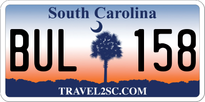 SC license plate BUL158