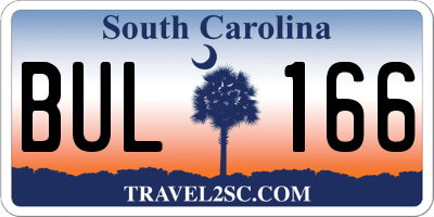 SC license plate BUL166