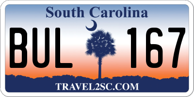 SC license plate BUL167