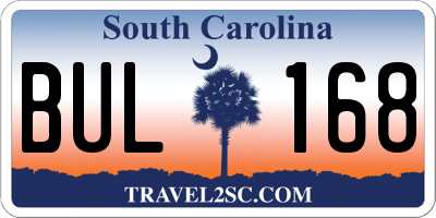 SC license plate BUL168