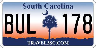 SC license plate BUL178