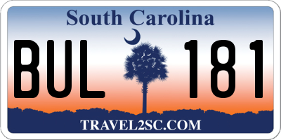 SC license plate BUL181