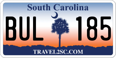 SC license plate BUL185